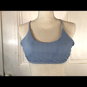 CLEARANCE SHEIN Backless Blue and White Striped Tied S Bikini Top